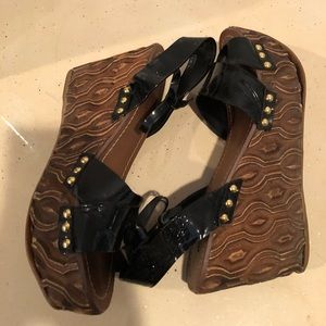 Miu miu Black Patent leather wedges!